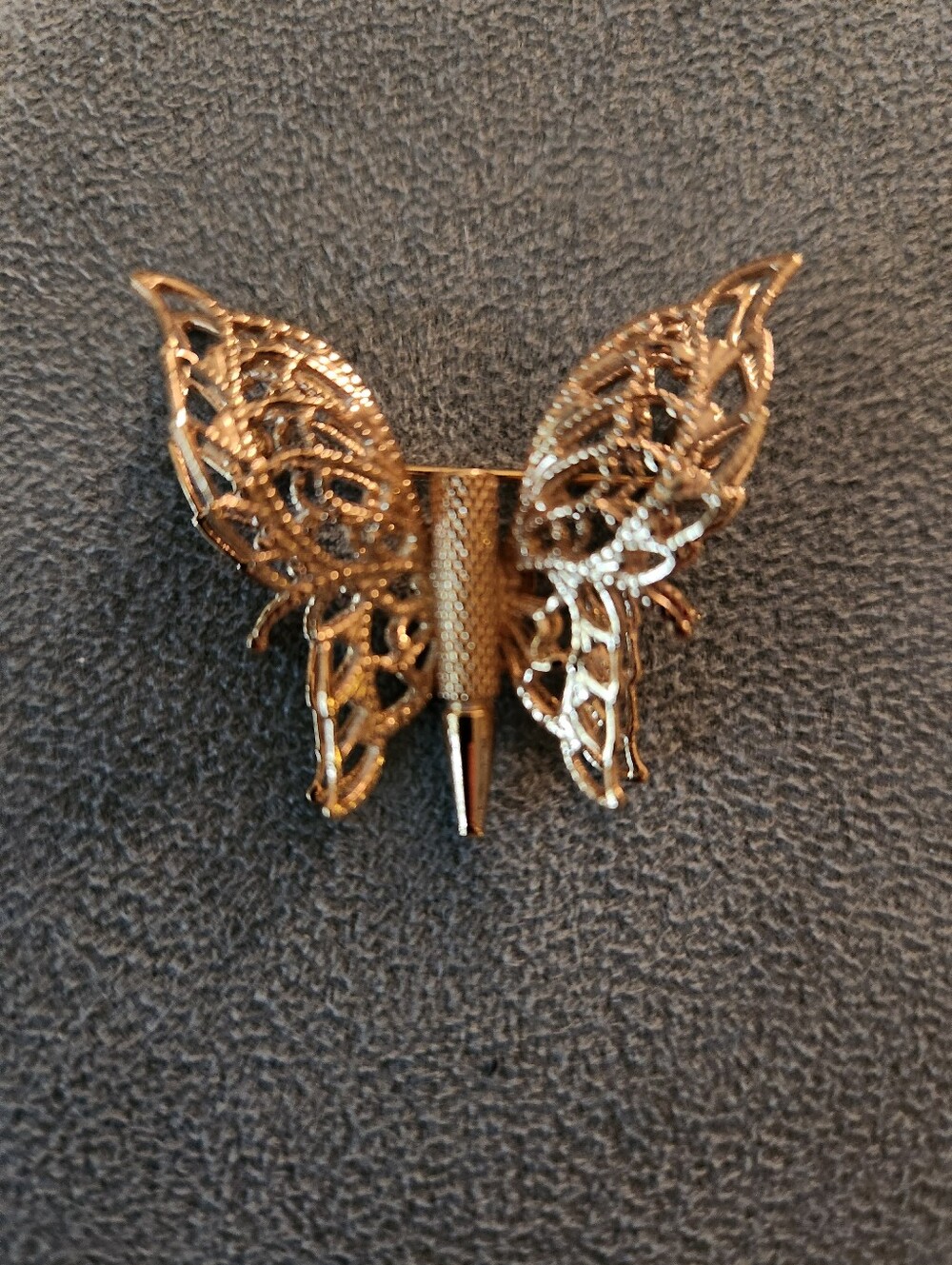 Gold Filigree Butterfly Brooch Pin